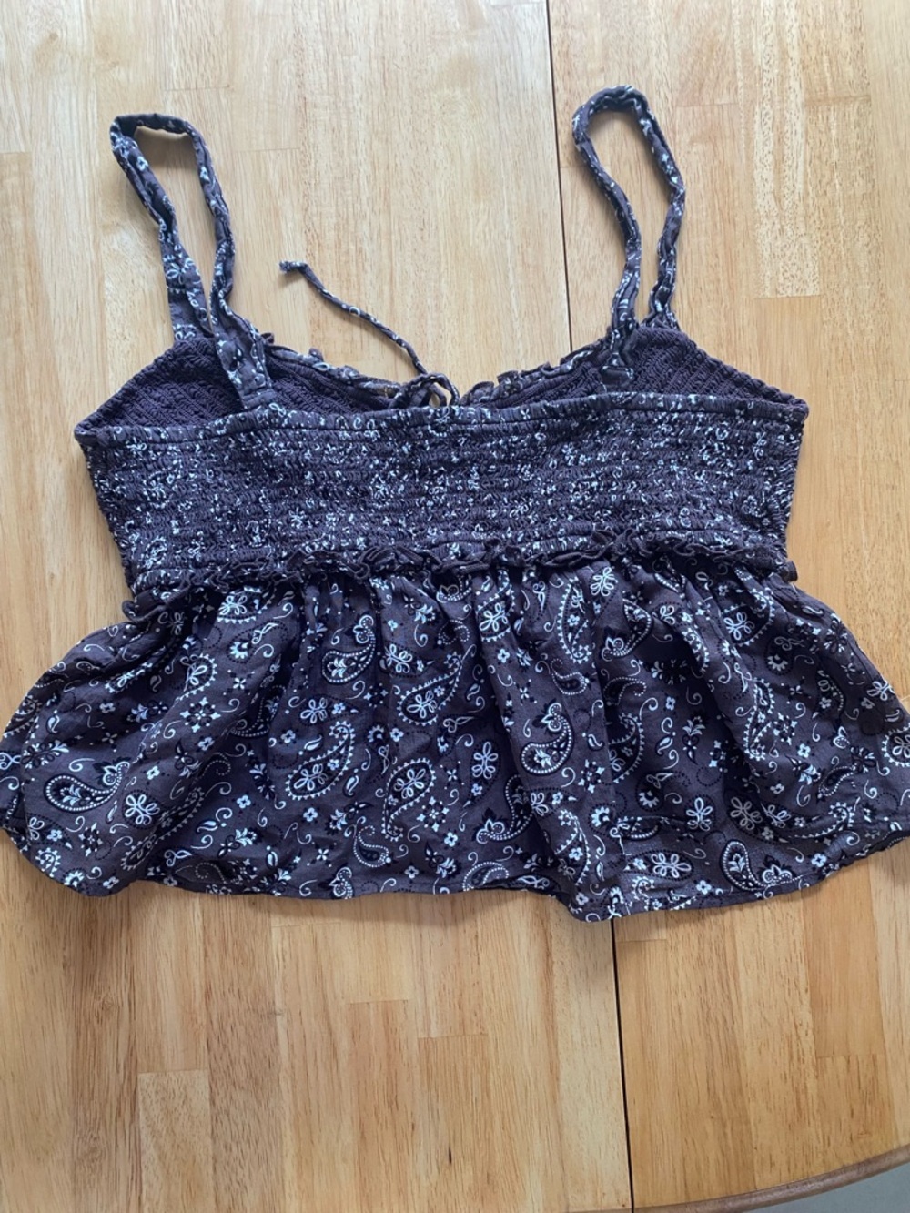 American Eagle Brown Paisley Cropped Babydoll Cami Tank Cowgirl 🤠 Size M - Picture 7 of 7